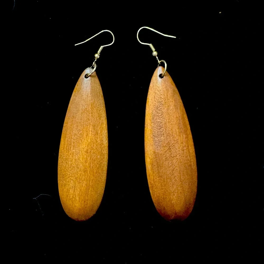 Handcrafted, boho wooden drop earrings